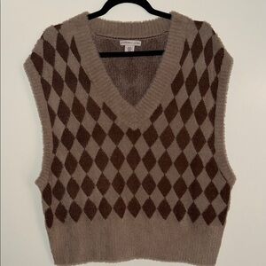 Sincerely Jules Brown Argyle V-Neck Sweater Vest